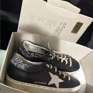 Golden Goose Black and Silver Star Sneakers